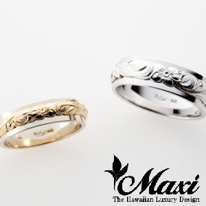 大阪で人気のハワイアンジュエリーブランドでマキシの結婚指輪のコンビデザイン
