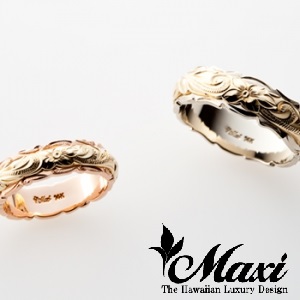 大阪で人気のハワイアンジュエリーブランドでマキシのカットデザインの結婚指輪
