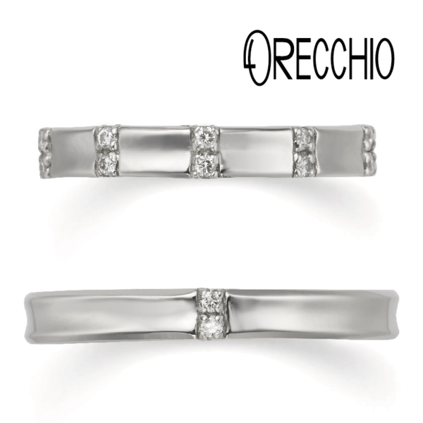 高品質でエメラルドカットダイヤモンドの結婚指輪ORECCHIOSP3477/SP3478